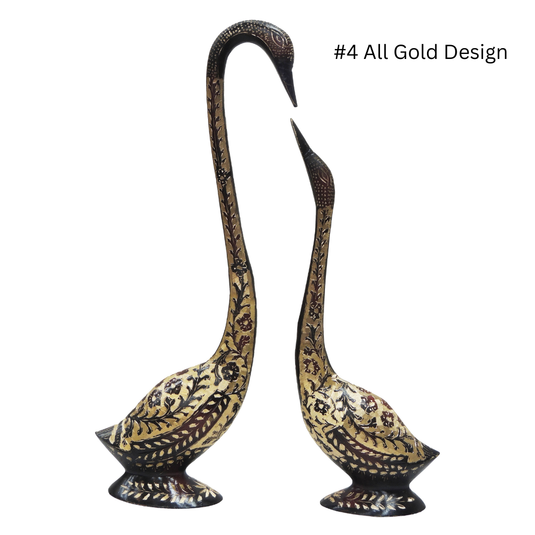 Brass Swan Pair Statue