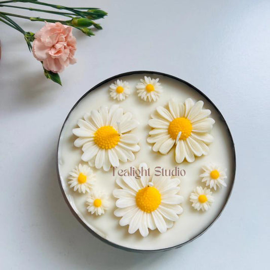 sunflower and daisy soy wax candle