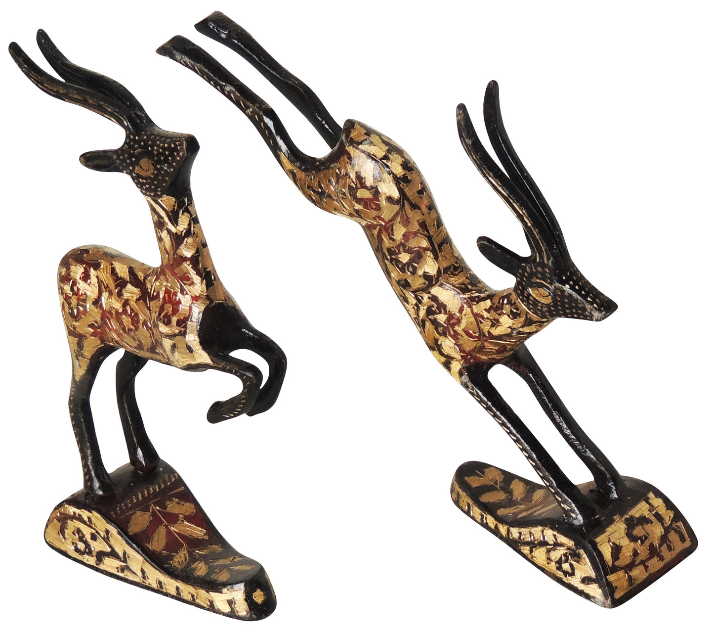pair of brass deer statues