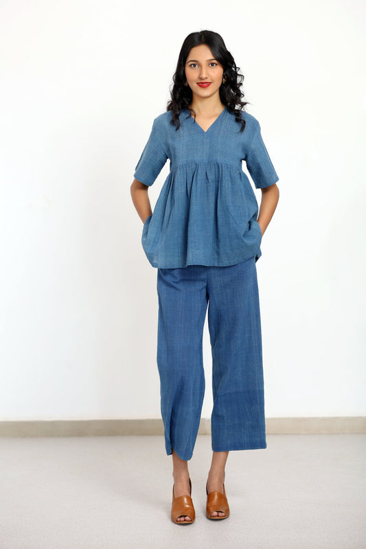 Indigo Peplum Top