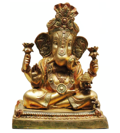Brass_Pagdi_Ganpati_in_Sukhasana_-_Antique_Finish_19_tall