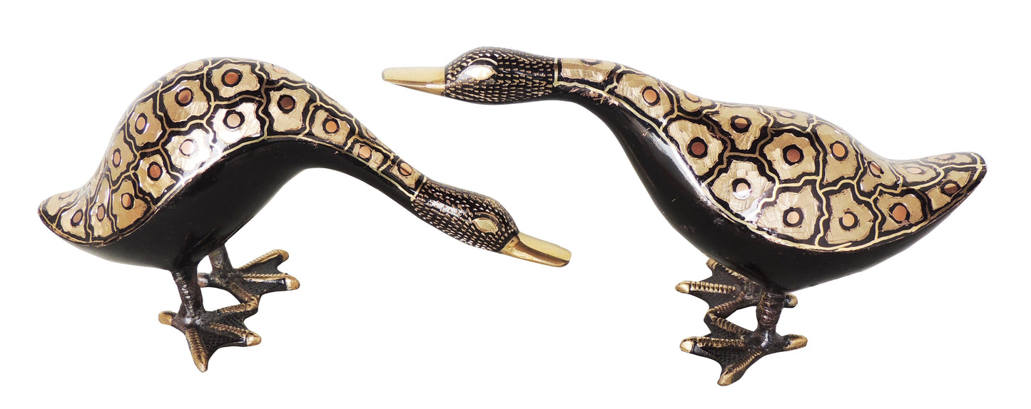Brass Swan Statues in Curved Forms