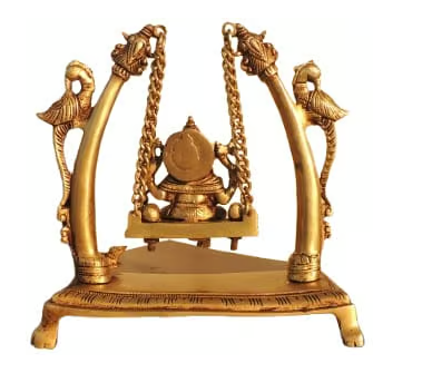 Ganpati on Jhoola – 9-Inch Brass Decor Item - Back
