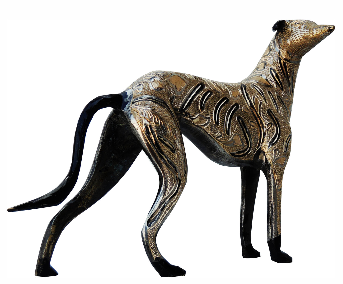 Brass Gold and Black Design Dog Statue,BackSideview