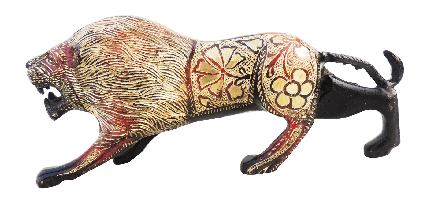 Lion Statue with Brass Finish
