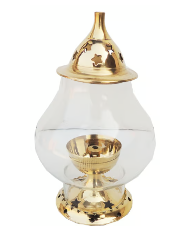 Rounded Brass Lamp with Chimney