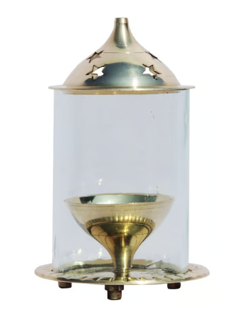 Cylindrical Brass Lamp with Chimney