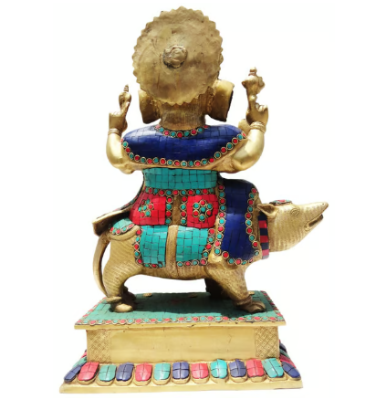 Brass Ganpati on Mooshika Vahana