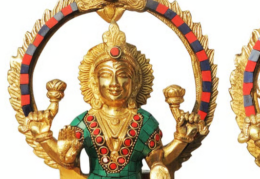 Prosperity & Wisdom Idols – Brass Lakshmi Ganpati (8 inches tall)