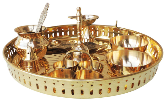 brass puja thali