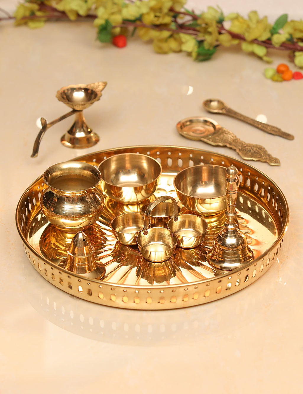 brass puja thali