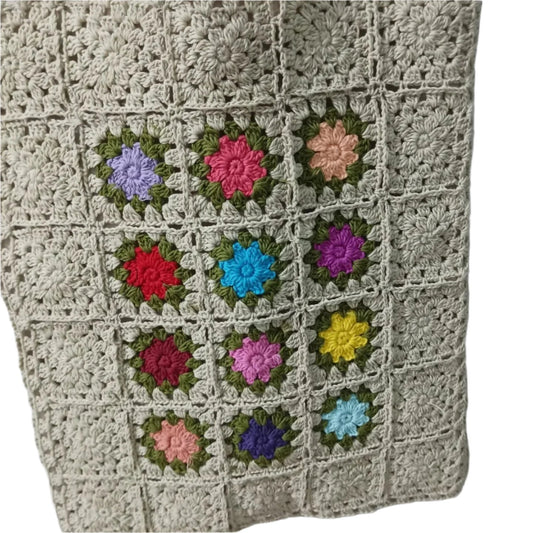 beige base with flowers design tote bag