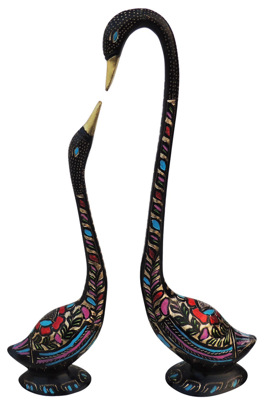 swan pair in brass side view