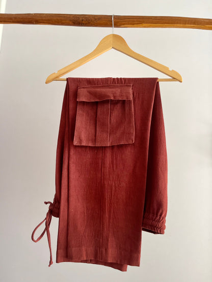 Earthy Maroon Box Pant