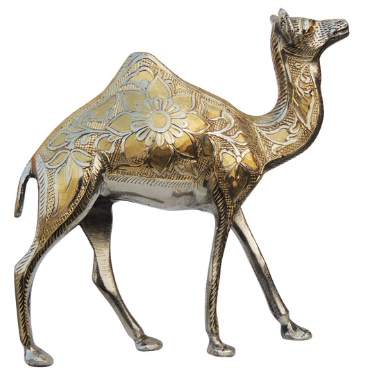 Brass Camel with Gold and Silver Detailing