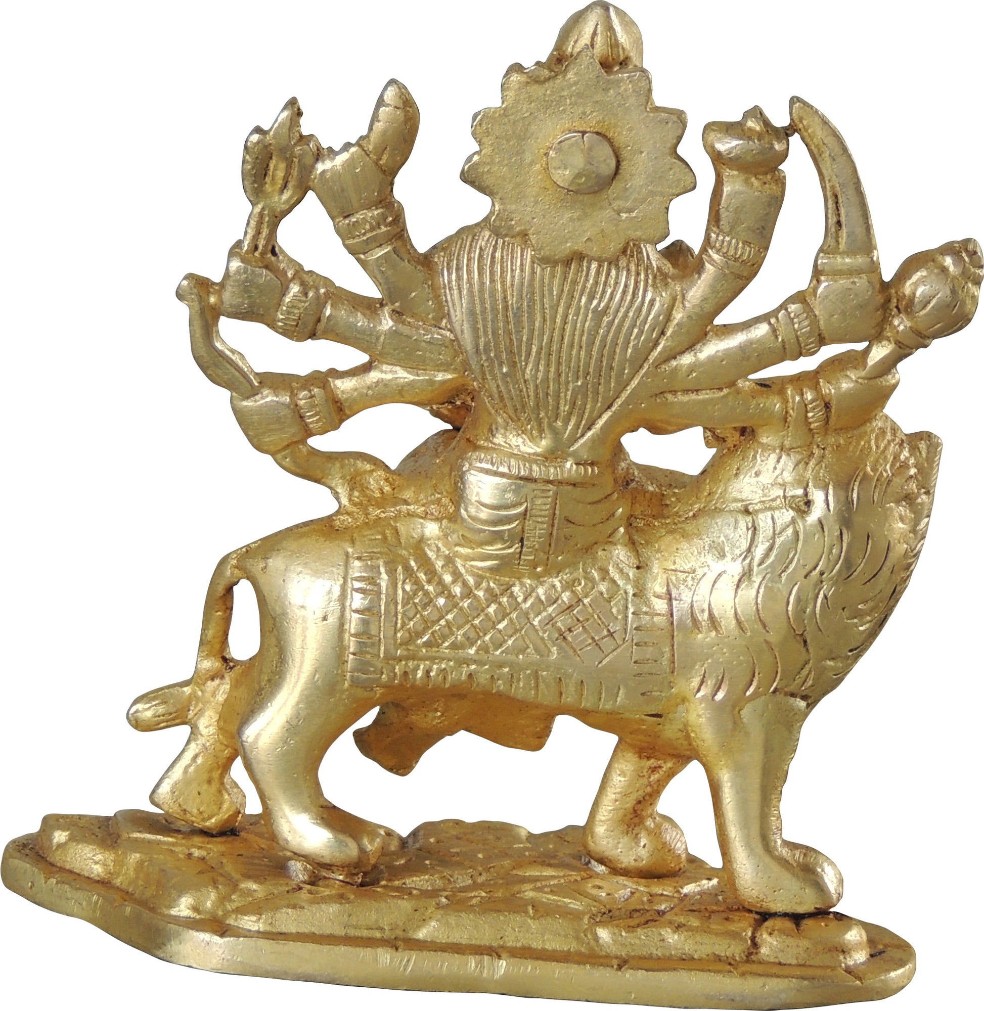 back of statue of goddess durga on a tiger 