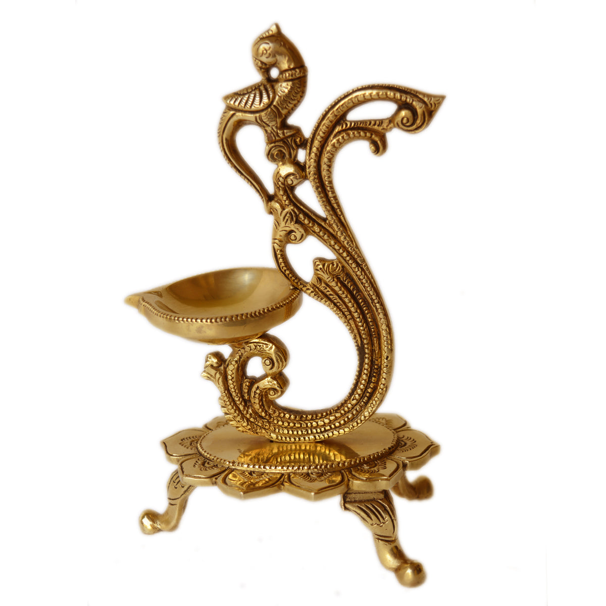 brass peacock lamp​ - single peacock lamp back
