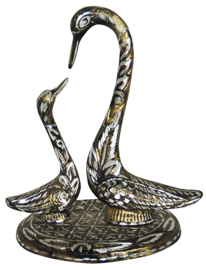 Brass Swan Pair with Common Base