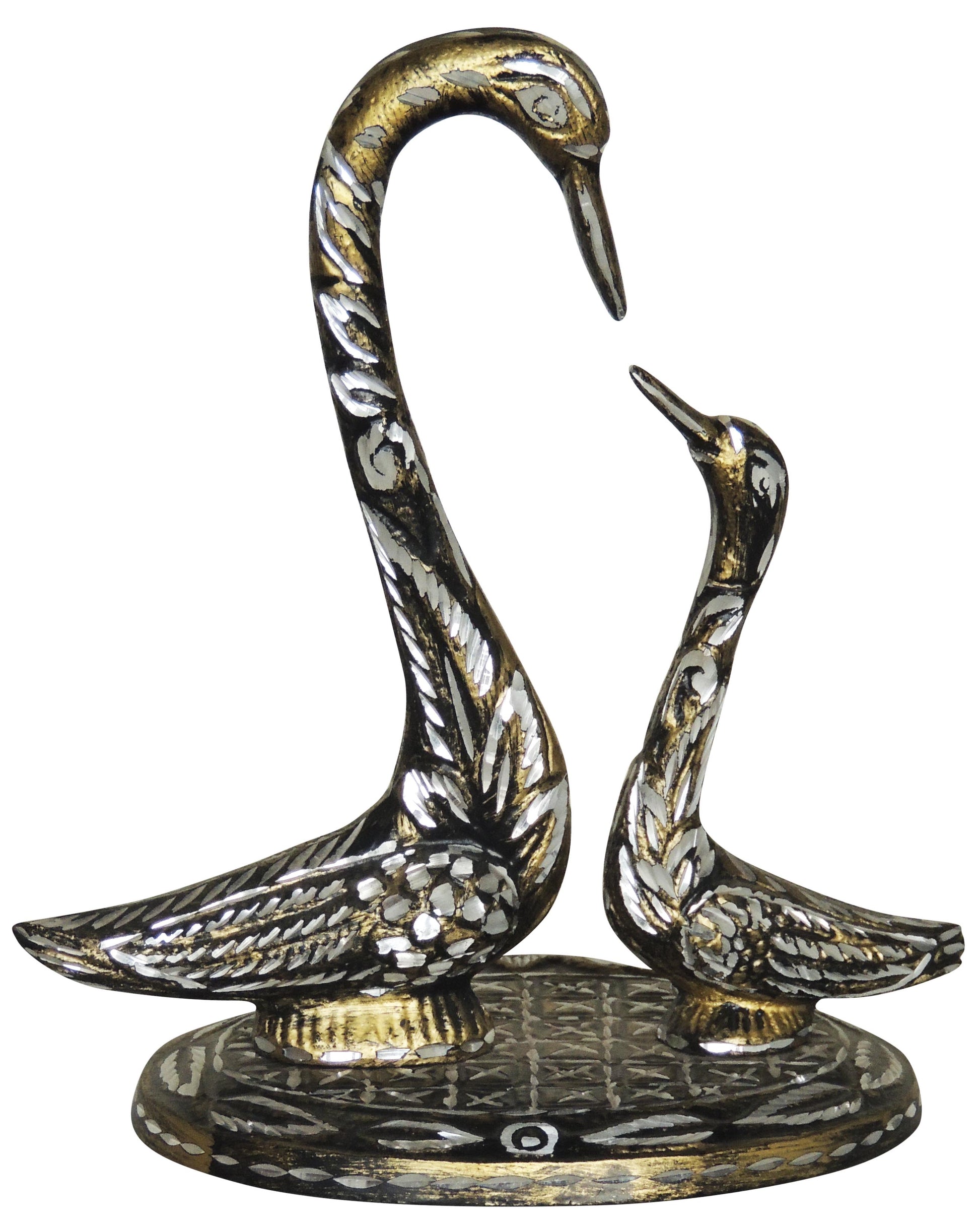 Brass Swan Pair with Common Base