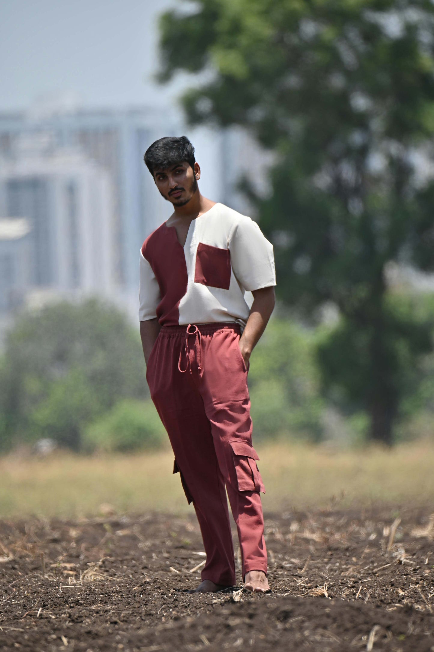 Earthy Maroon Box Pant