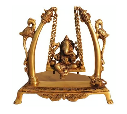 Ganpati on Jhoola – 9-Inch Brass Decor Item