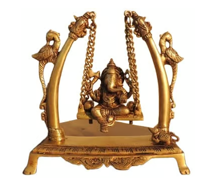 Ganpati on Jhoola – 9-Inch Brass Decor Item