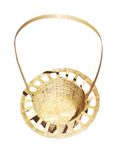 Hat-shaped bamboo basket top view