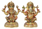 Lakshmi Ganpati Brass Sculpture Set (7.5 - 8 inch tall)