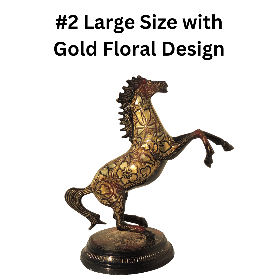 Large Size Brass Statue with Gold Floral Design.