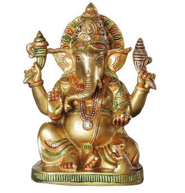 Lord Ganesha Statue in Brass – Traditional 8-Inch Decor