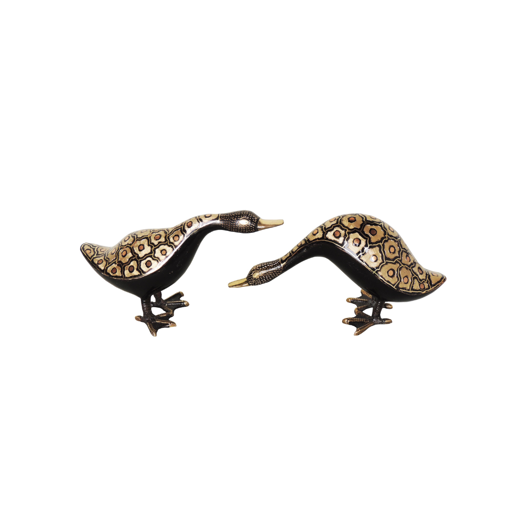 Patterned Brass Swans for Home Decor