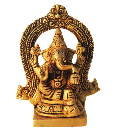 Mini Brass Ganesha Idol with Arch (4 inch tall)