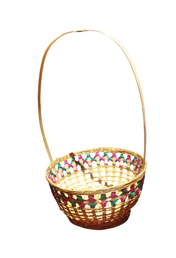 bamboo bread basket with handle side view