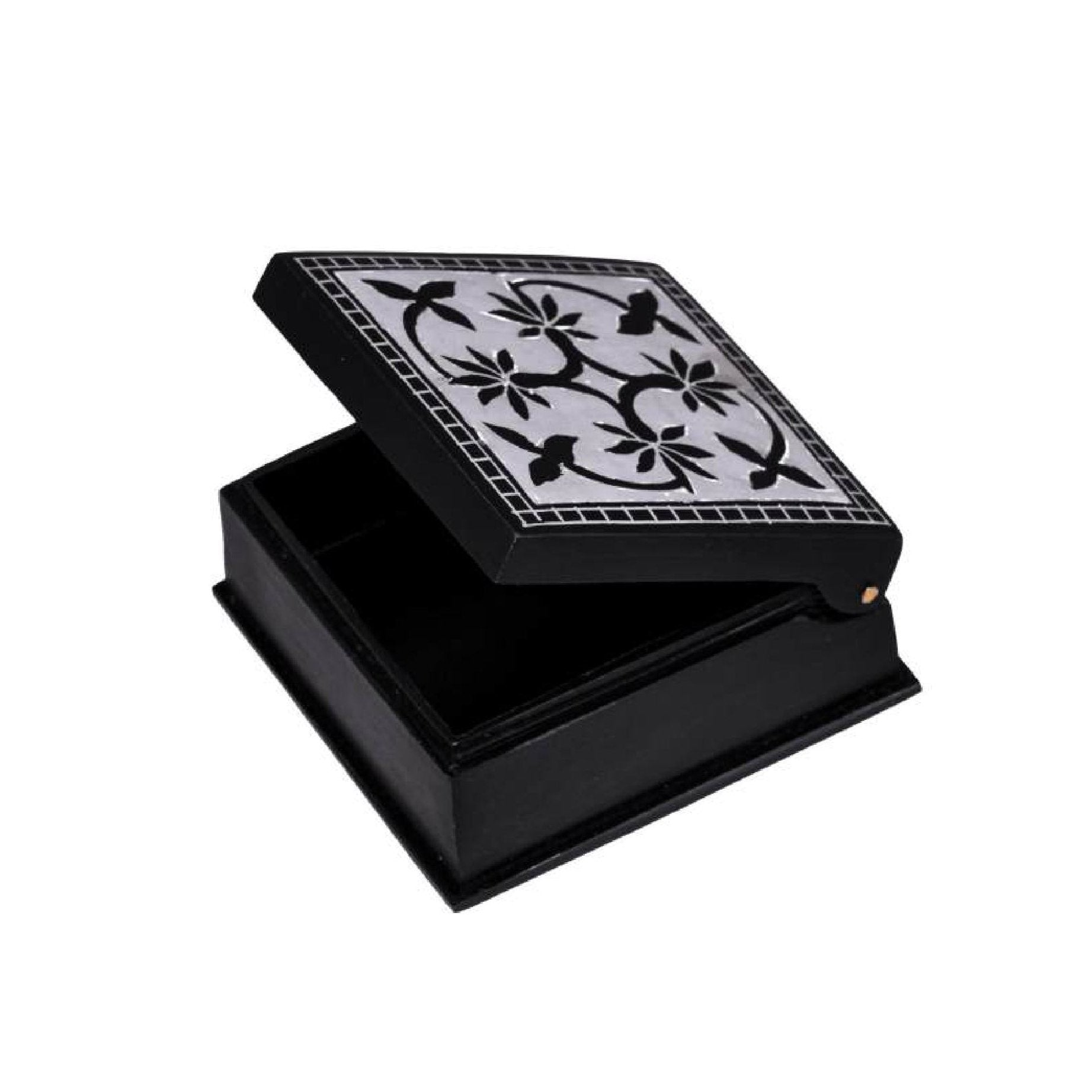 bidri jewellery box square light sheet work design open