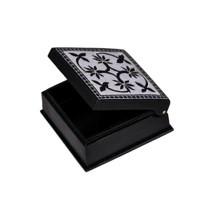 bidri jewellery box square light sheet work design open