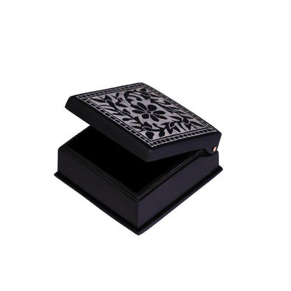 bidri jewellery box square sheet work design open