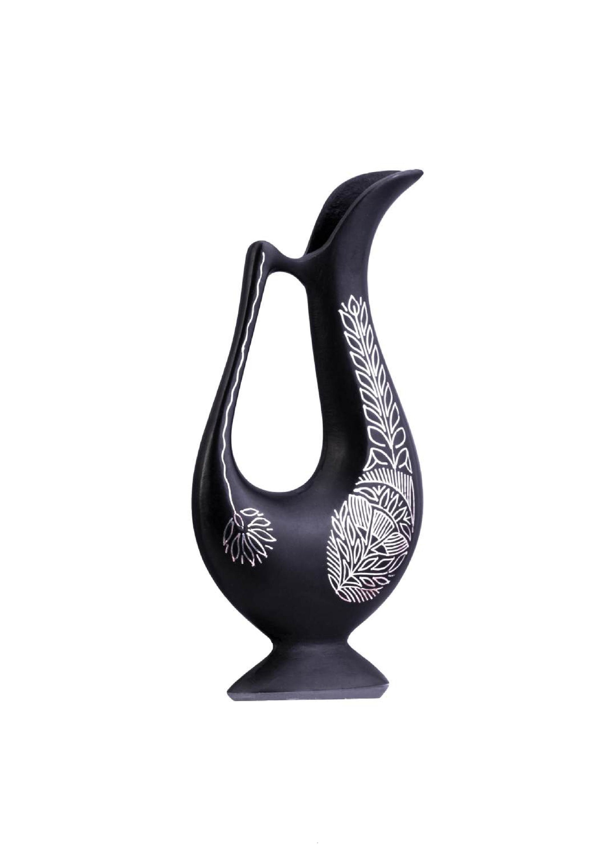 bidri vase silver floral wire work