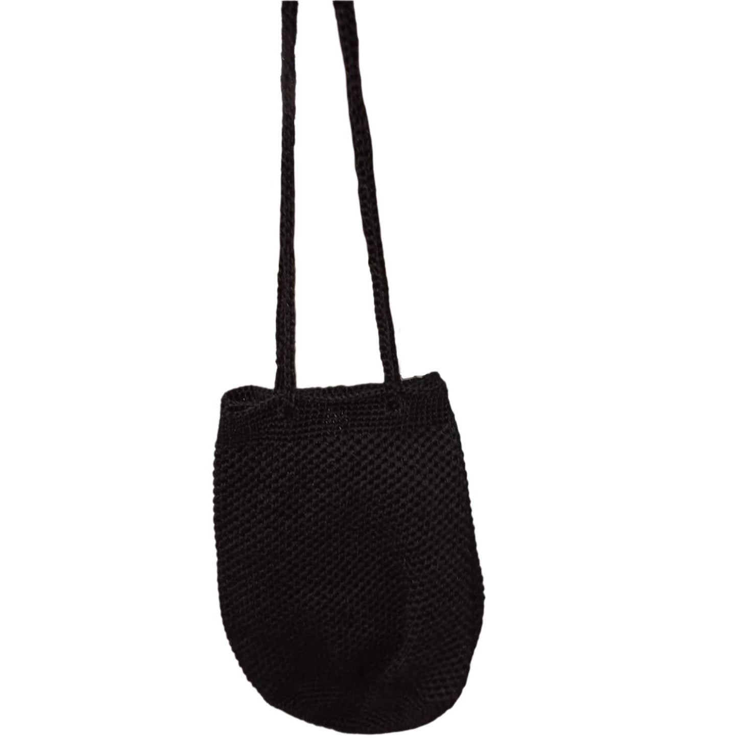 black crochet bag hung