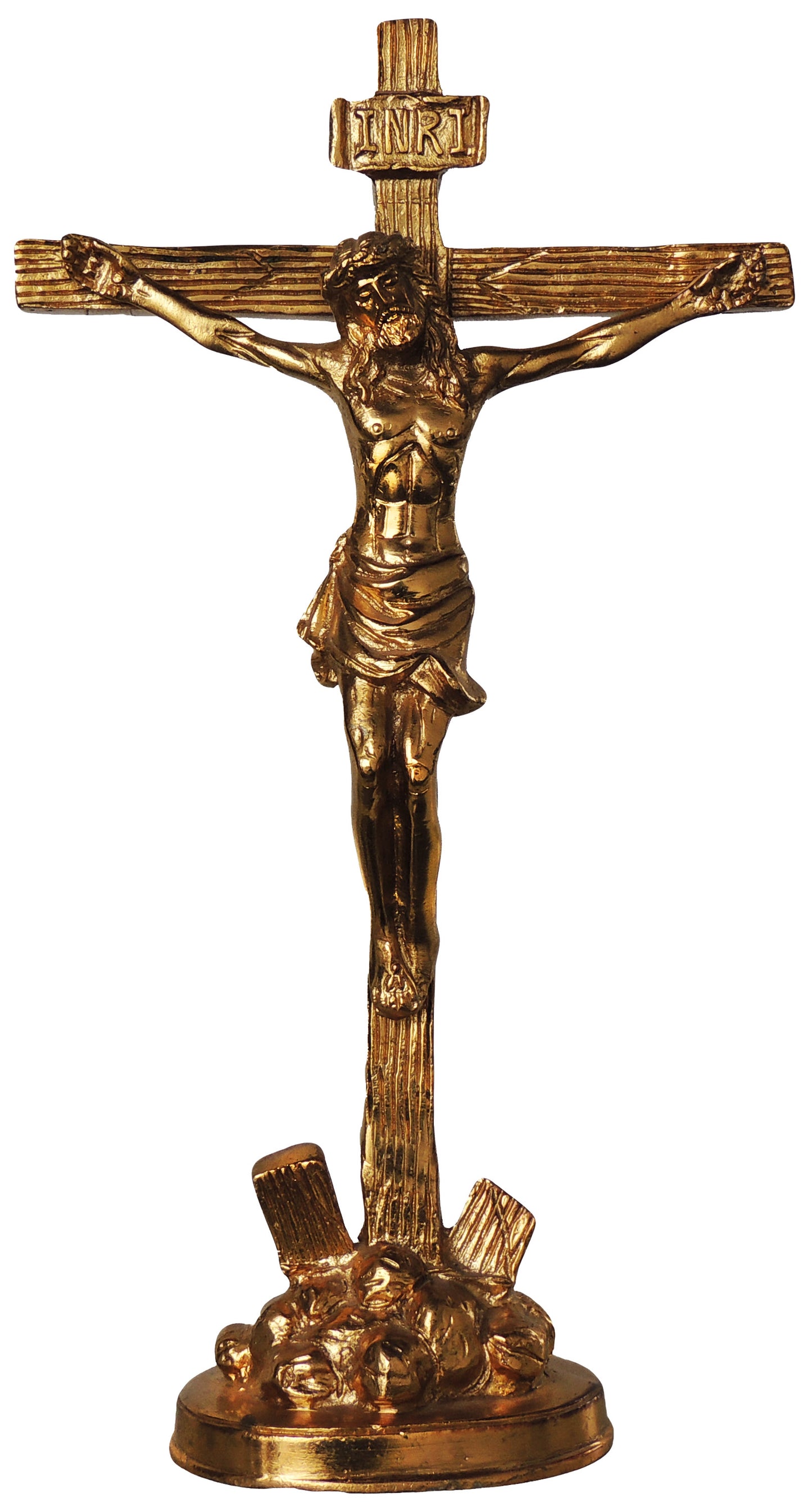 brass statue of jesus on the cross