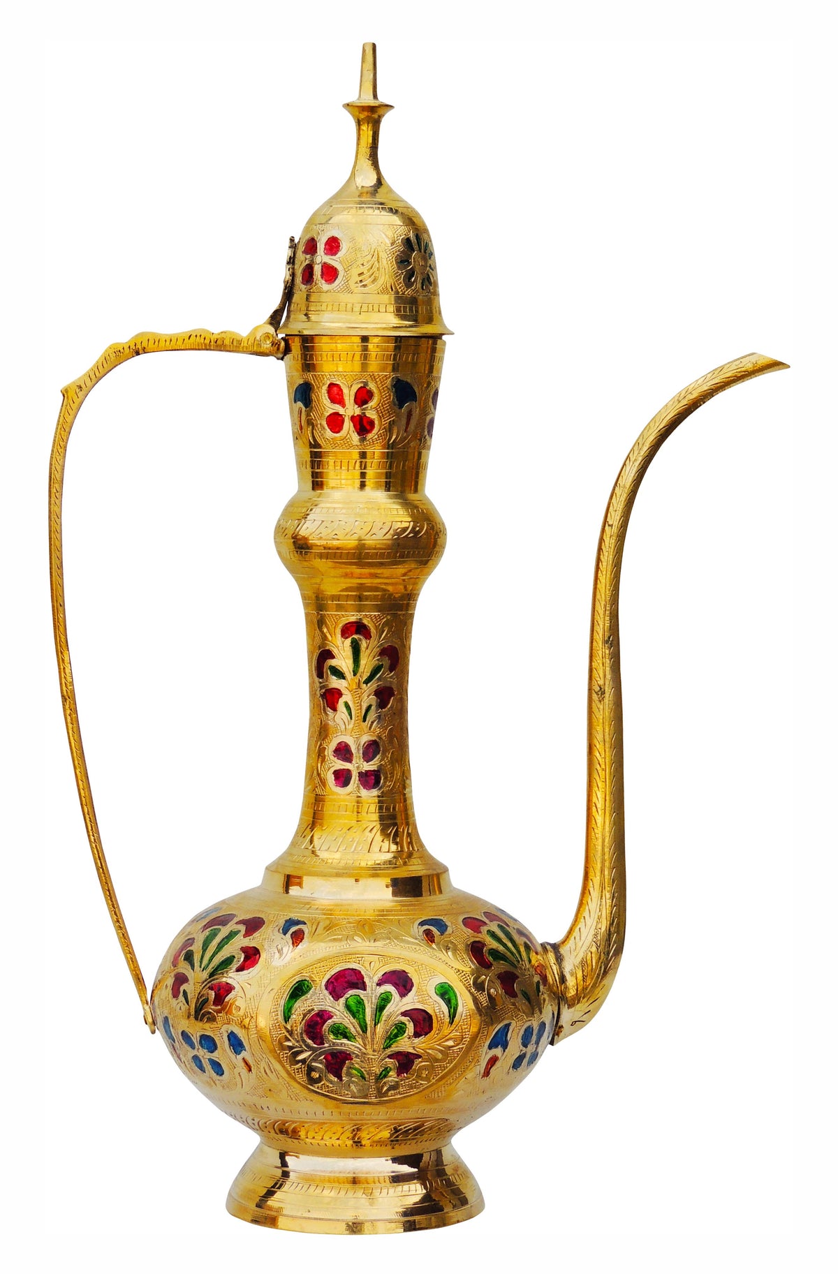 Surahi Shape 20-Inch Brass Surahi with Intricate Floral Designs – StrawBiz