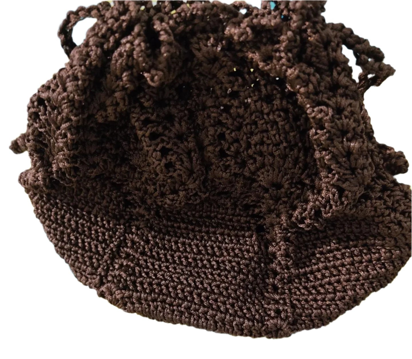 brown crochet potli bag