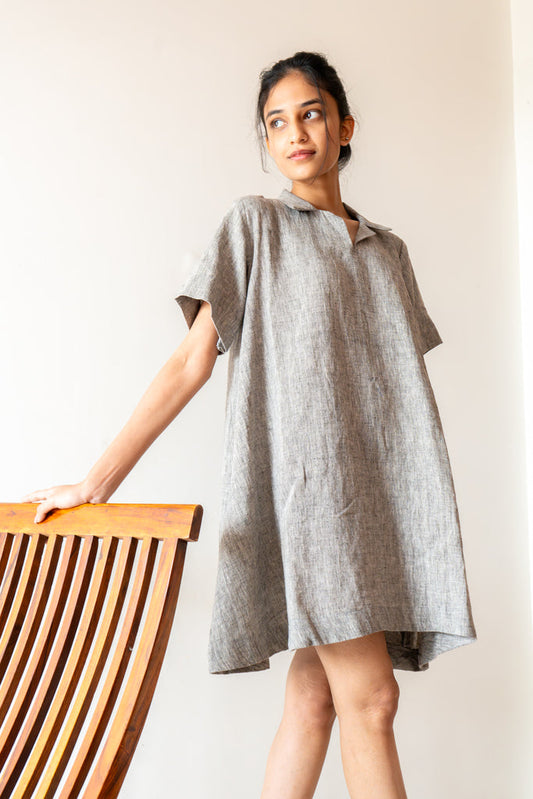 Charcoal Collar Charm Dress