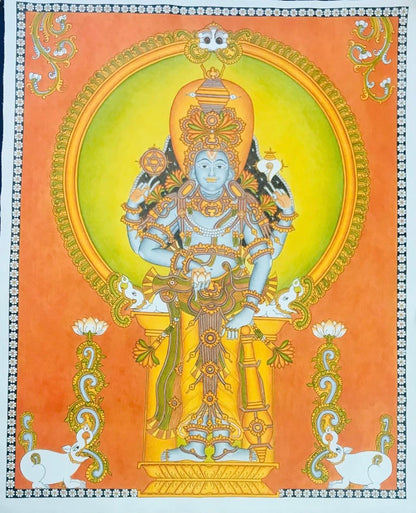 Kerala Mural Painting of Lord Vishnu (42x33.5 inches)